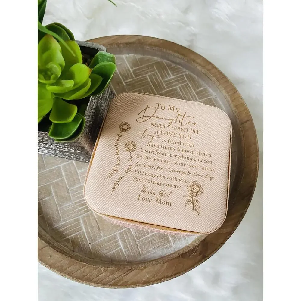Compact Travel Jewelry Organizer Case with Inspirational Message